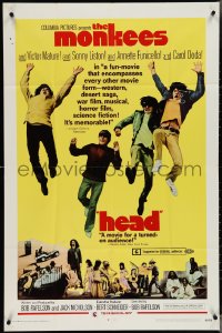4b0961 HEAD 1sh 1968 The Monkees, Peter Tork, Davy Jones, Micky Dolenz, Michael Nesmith!
