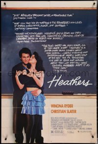 4b0963 HEATHERS 1sh 1989 great image of really young Winona Ryder & Christian Slater!