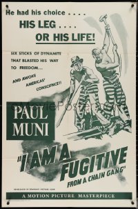 4b0975 I AM A FUGITIVE FROM A CHAIN GANG 1sh R1956 great art of convict Paul Muni on a chain gang!