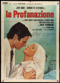 4b0015 LA PROFANAZIONE Italian 1p 1974 Ezio Tarantelli art of doctor Jean Sorel romancing a nun!