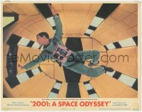 4b0487 2001: A SPACE ODYSSEY LC #4 1968 Stanley Kubrick, close up of Kier Dullea in zero gravity!