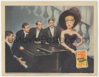 4b0527 CONEY ISLAND LC 1943 sexy Betty Grable in feathered dress sings to four men at piano!