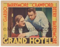 4b0562 GRAND HOTEL LC 1932 extreme close up of Wallace Beery over Lionel Barrymore's shoulder, rare!