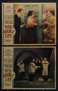 4b0782 HIS DOUBLE LIFE 2 LCs 1933 great images of Roland Young & his better half Lillian Gish, rare!