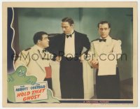 4b0571 HOLD THAT GHOST LC 1941 angry Mischa Auer glaring between waiters Bud Abbott & Lou Costello!