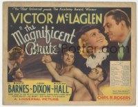 4b0465 MAGNIFICENT BRUTE TC 1936 Victor McLaglen fighting barechested & c/u with Binnie Barnes!