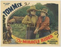 4b0600 MIRACLE RIDER chapter 1 LC 1935 great c/u of super stern Tom Mix tying up a crook, serial!