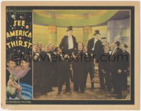 4b0645 SEE AMERICA THIRST LC 1930 Harry Langdon & Slim Summerville held up high as men cheer, rare!