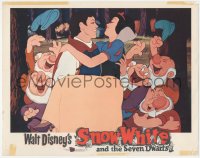 4b0651 SNOW WHITE & THE SEVEN DWARFS LC R1967 Walt Disney, Prince holds her by cheering dwarfs!
