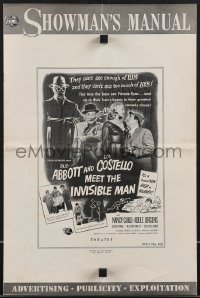 4b0156 ABBOTT & COSTELLO MEET THE INVISIBLE MAN pressbook 1951 art of Bud & Lou with the monster!
