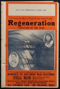 4b0155 REGENERATION pressbook 1926 exact full-size image of the 14x22 window card, all-black cast!