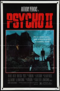 4b1092 PSYCHO II 1sh 1983 Anthony Perkins as Norman Bates, cool creepy image of classic house!