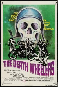 4b1093 PSYCHOMANIA 1sh R1973 George Sanders, The Death Wheelers, wild biker horror art!