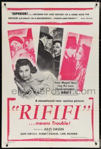 4b1105 RIFIFI 1sh 1956 Jules Dassin's Du rififi chez les hommes, Jean Servais, it means trouble!