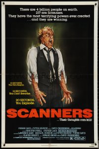 4b1116 SCANNERS 1sh 1981 David Cronenberg, in 20 seconds your head explodes, cool art by Joann!