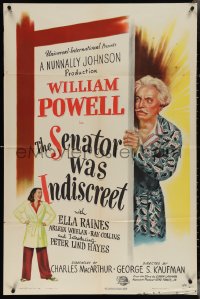 4b1122 SENATOR WAS INDISCREET 1sh 1947 William Powell, Ella Raines, George S. Kaufman!