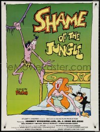4b1129 SHAME OF THE JUNGLE 1sh 1978 sexy Tarzan spoof, wacky art of woman & chimp in bed!