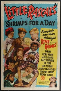 4b1135 SHRIMPS FOR A DAY 1sh R1952 Dickie Moore, Joe Cobb, Farina, Jackie Cooper, Our Gang kids!
