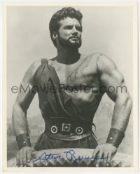 4b1256 STEVE REEVES signed 8x10 photo 1980s best close portrait as Hercules riding on chariot!