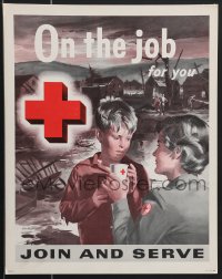 4b0005 ON THE JOB FOR YOU heavy stock 15x19 special poster 1958 Gould art of nurse helping child, rare!