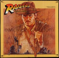 4b0216 RAIDERS OF THE LOST ARK 34x34 music poster 1981 Amsel art of Harrison Ford, Steven Spielberg!