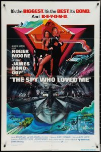 4b1150 SPY WHO LOVED ME 1sh 1977 great art of Roger Moore as James Bond by Bob Peak!