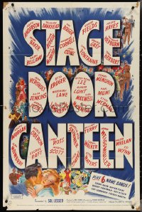 4b1153 STAGE DOOR CANTEEN 1sh 1943 Harpo Marx, Johnny Weissmuller, Hepburn, all-star musical!