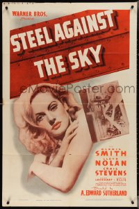 4b1157 STEEL AGAINST THE SKY 1sh 1941 sexiest close up image of Alexis Smith, cool title art!