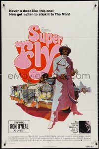 4b1164 SUPER FLY 1sh 1972 Robert Tanenbaum art of Ron O'Neal with car & girl sticking it to The Man!