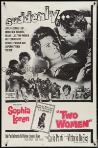 4b1208 TWO WOMEN 1sh 1961 Sophia Loren, Vittorio De Sica, suddenly love becomes lust!