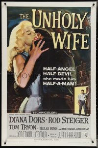 4b1210 UNHOLY WIFE 1sh 1957 sexy half-devil half-angel bad girl Diana Dors made him half a man!