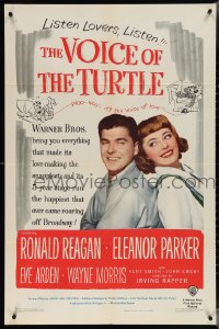 4b1213 VOICE OF THE TURTLE 1sh 1948 c/u of smiling Ronald Reagan & Eleanor Parker back-to-back!