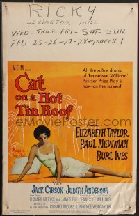 4b0063 CAT ON A HOT TIN ROOF WC 1958 classic artwork of Elizabeth Taylor as Maggie the Cat!