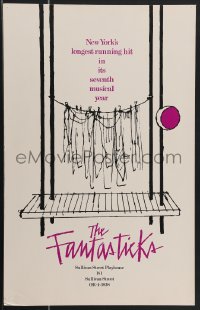 4b0073 FANTASTICKS stage play WC 1966 cool art of clothes drying on line, its 7th year, rare!