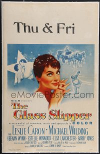 4b0077 GLASS SLIPPER linen WC 1955 wonderful close up art of pretty Leslie Caron by Jon Whitcomb!