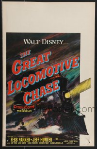 4b0078 GREAT LOCOMOTIVE CHASE WC 1956 Disney, really cool artwork of railroad train!