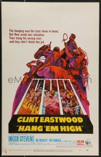 4b0079 HANG 'EM HIGH WC 1968 Clint Eastwood, they hung the wrong man, cool art by Sandy Kossin!