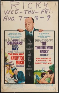 4b0098 MAN WHO KNEW TOO MUCH /TROUBLE WITH HARRY WC 1963 master of suspense Alfred Hitchcock double-feature, ultra rare!