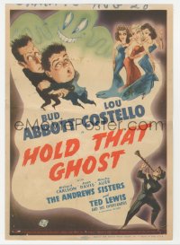 4b0162 HOLD THAT GHOST mini WC 1941 great art of Bud Abbott & Lou Costello, Andrews Sisters, rare!