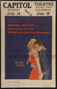 4b0110 PRINCE & THE SHOWGIRL WC 1957 Laurence Olivier nuzzles super sexy Marilyn Monroe's shoulder!