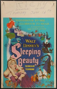 4b0120 SLEEPING BEAUTY WC 1959 Walt Disney cartoon fairy tale fantasy classic, great montage art!