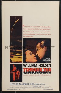 4b0132 TOWARD THE UNKNOWN WC 1956 William Holden & Virginia Leith in sci-fi space travel, rare!