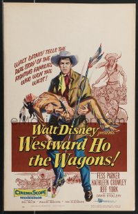4b0141 WESTWARD HO THE WAGONS WC 1957 by Kathleen Crowley, great art of cowboy Fess Parker!