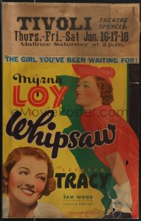 4b0142 WHIPSAW WC 1935 two images of sexy jewel thief Myrna Loy, the girl you've been waiting for!