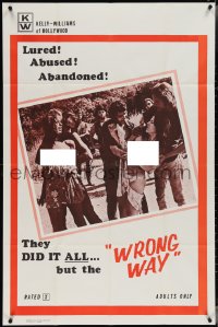 4b1230 WRONG WAY 1sh 1972 naked girls lured, abused & abandoned, they did it all!