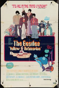 4b1233 YELLOW SUBMARINE 1sh 1968 cool pop art of Beatles John, Paul, Ringo & George, 11 songs style!