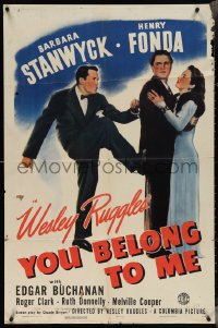 4b1234 YOU BELONG TO ME style B 1sh 1941 great image of Barbara Stanwyck & Henry Fonda!