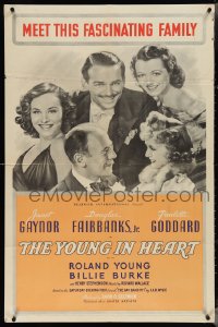 4b1238 YOUNG IN HEART 1sh 1938 Janet Gaynor & Richard Carlson escort Douglas Fairbanks Jr. in tux!