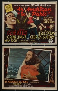 4b0704 AMERICAN IN PARIS 8 LCs 1951 dancer Gene Kelly, sexy Leslie Caron, Nina Foch, complete set!