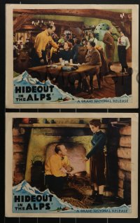 4b0752 HIDEOUT IN THE ALPS 5 LCs 1937 Anthony Bushell & Jane Baxter, cool mountain border art!
